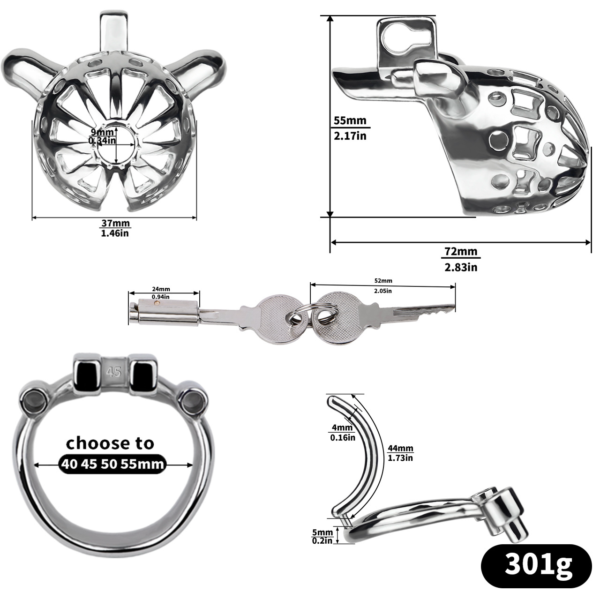 Men’s Stainless Steel PA Locking Chastity Cage — product image 2