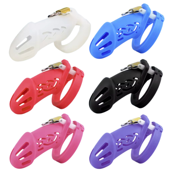 Soft Silicone Chastity Cage with Strap – Large / Small Size – Multicolor — product image 2