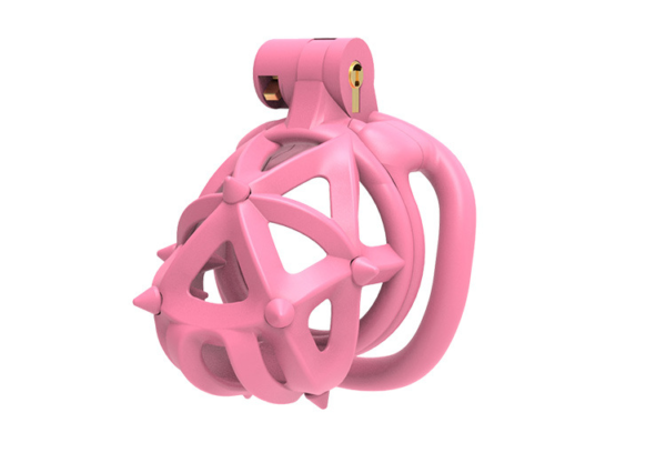 Pink Resin Chastity Cage with Detachable Soft Spikes — product image 6