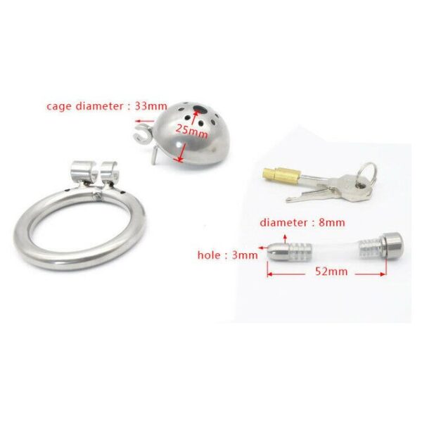 Stainless Steel Round Cock Cage with Urinary Catheter — product image 9