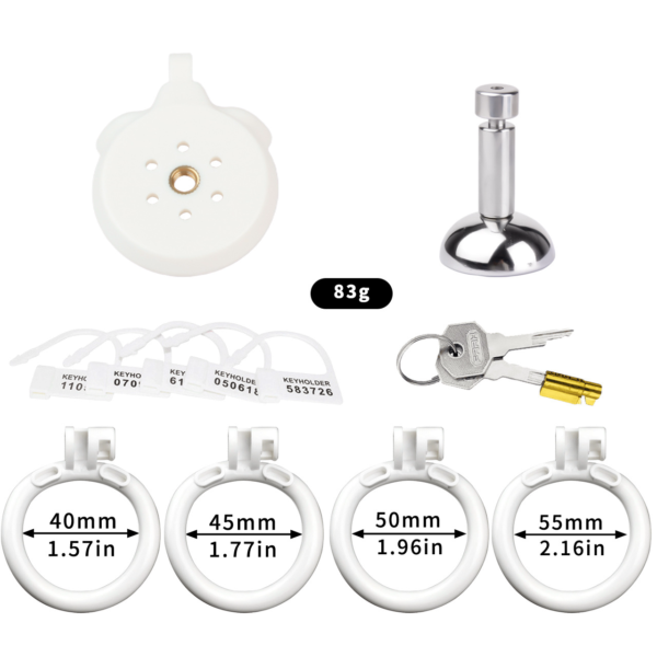 Lightweight Chastity Cage with Removable Inverted Plug and 4 Base Rings — product image 7