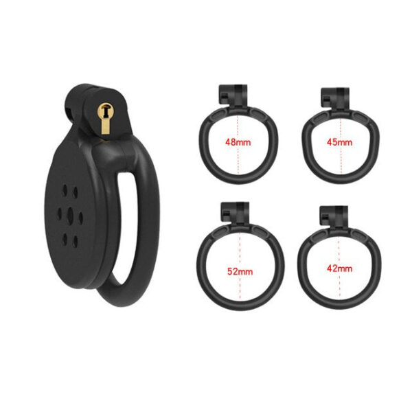 Super Small Flat Resin Chastity Cage 4 Penis Rings — product image 6