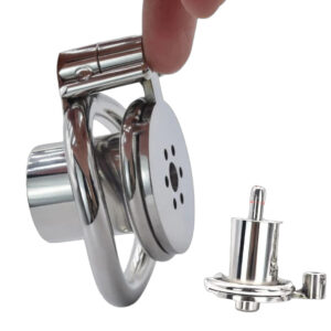 Stainless Steel Flat Inverted Chastity Cage with Cylinder – Type A — product image 1