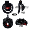 Rose Flat Chastity Cage with 4 Rings – Black / Pink / White — product image 2
