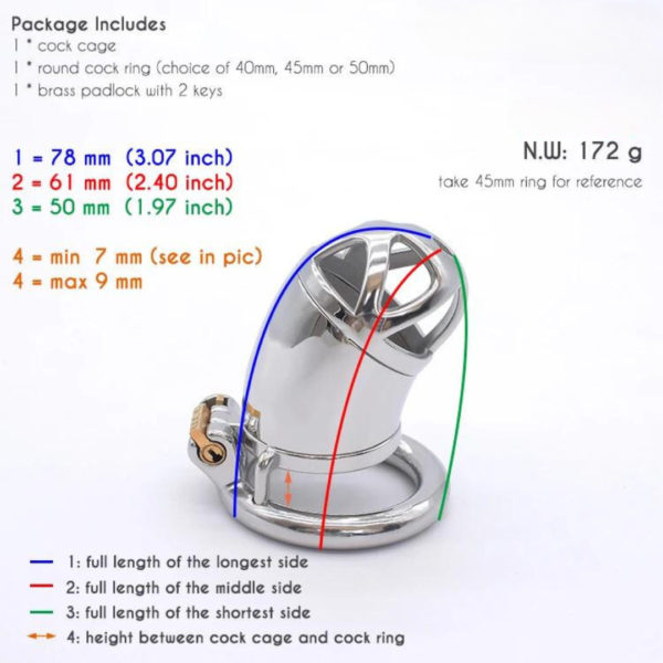 Metal Chastity Cage with Removable Urethral Insert — product image 4