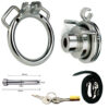 Small Short Inverted Chastity Cage with Strap and Silicone / Metal Urethral Tube — product image 12