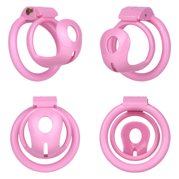 Lightweight Hard Resin Chastity Cage – Black & Pink — product image 7
