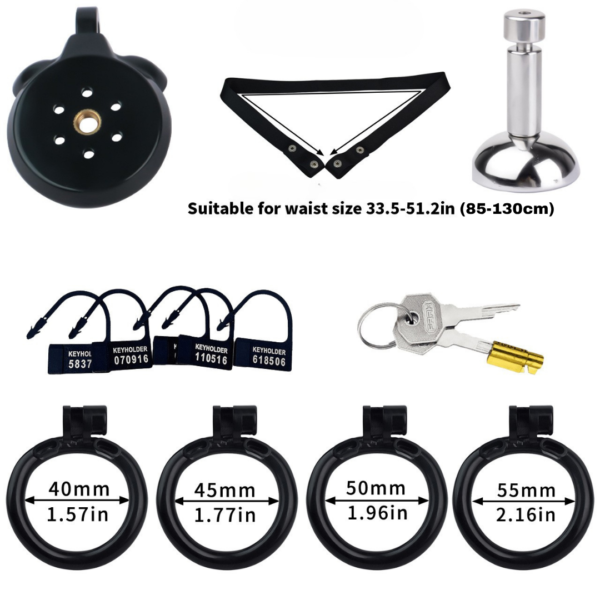 Lightweight Chastity Cage with Removable Inverted Plug and 4 Base Rings — product image 10