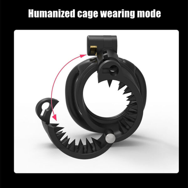 Double-Locked Black Resin Chastity Cage with Removable Cap and Spikes — product image 9