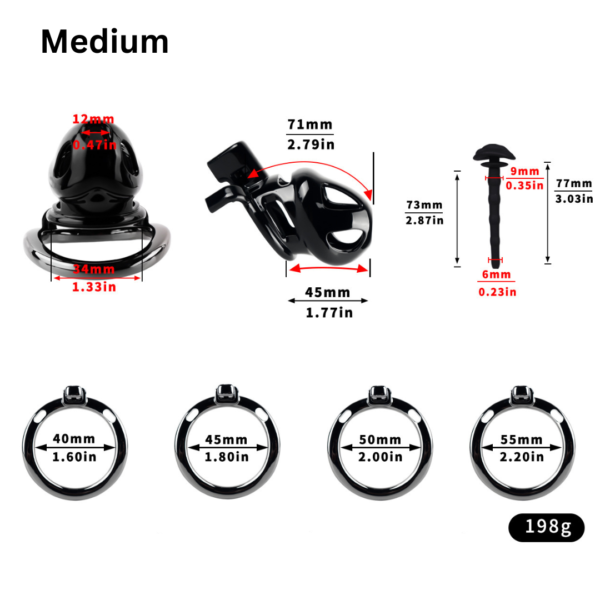Resin & Aluminum Alloy Ventilated Chastity Cage — product image 3