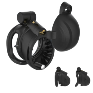 Double-Locked Black Resin Chastity Cage with Removable Cap and Spikes — product image 1