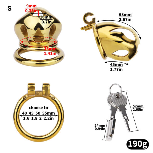 Gold Metal Classic Chastity Cage – S / M / L — product image 2