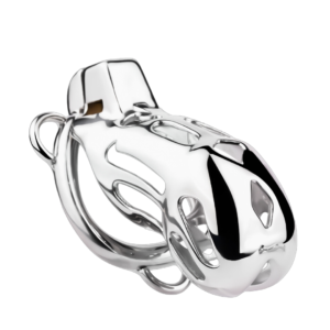 Breathable Metal Chastity Cage with Strap and Anal Plug — product image 1