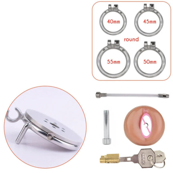 Detachable Small Pussy Flat Chastity Cage with Catheter — product image 10