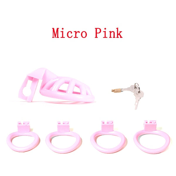 Pink Small Sissy Chastity Cage With 4 Base Rings – Micro / Negative / Stub — product image 13