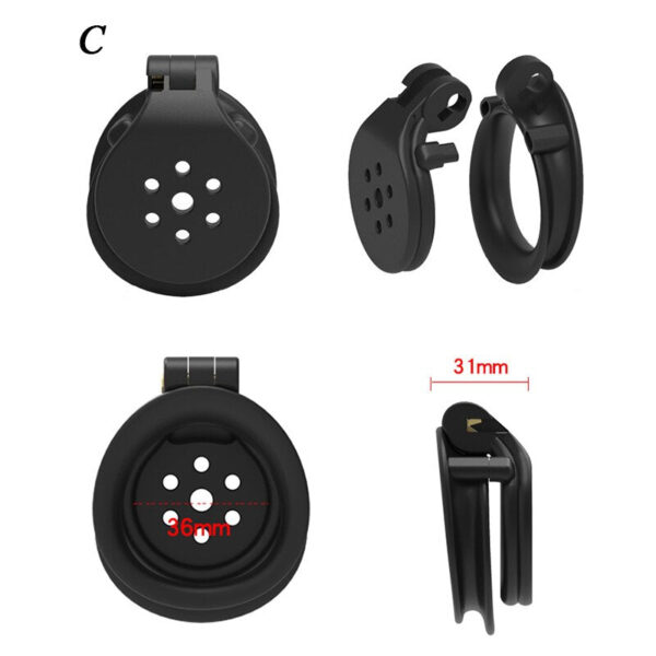 Super Small Flat Resin Chastity Cage 4 Penis Rings — product image 4