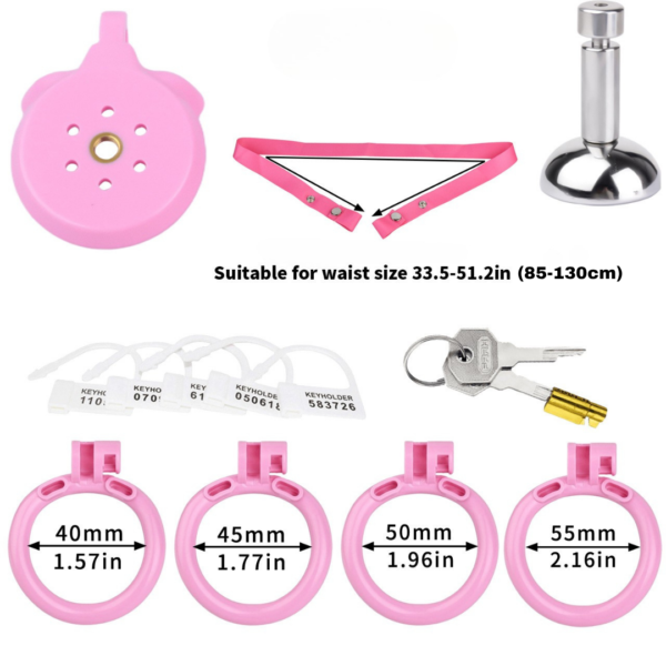 Lightweight Chastity Cage with Removable Inverted Plug and 4 Base Rings — product image 9