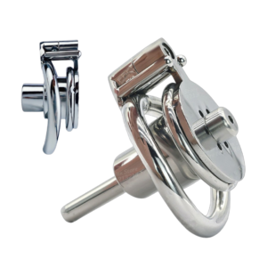 Metal Flat Inverted Chastity Cage with Urethral Catheter – Type B — image 1 Metal Flat Inverted Chastity Cage with Urethral Catheter – Type B — product image 1