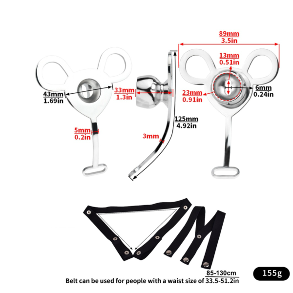 Minimalist Inverted Chastity Cage with Adjustable Nylon Belt — product image 4