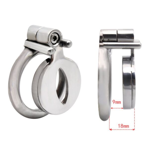 Sissy Flat Metal Chastity Cage – AntiOff Penis Ring Urinary Hole — product image 4