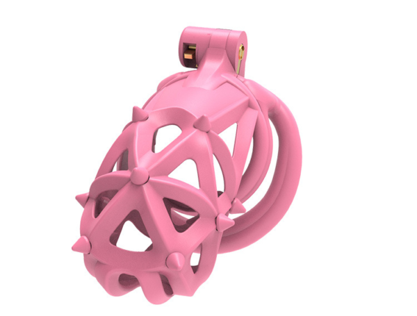 Pink Resin Chastity Cage with Detachable Soft Spikes — product image 7