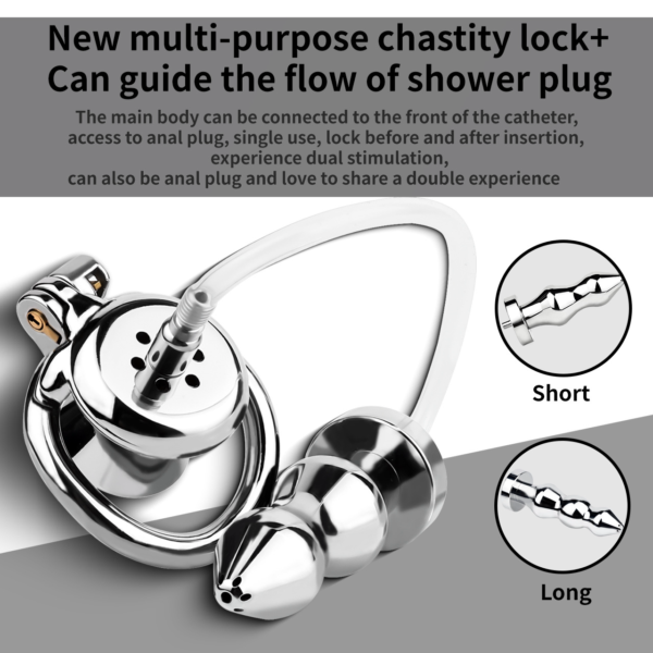 Urethral Inverted Chastity Cage with Detachable Beaded Anal Plug — product image 3