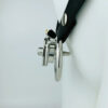 Small Short Inverted Chastity Cage with Strap and Silicone / Metal Urethral Tube — product image 3