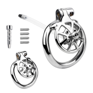Versatile Flat Chastity Cage with Removable Spikes and Silicone / Metal Catheter — product image 1