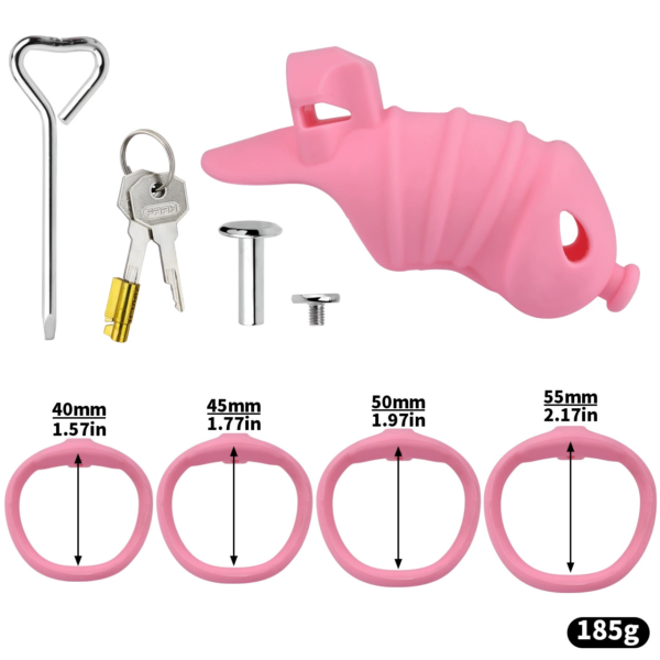 Soft Silicone Chastity Cage with Invisible Lock and 4 Base Rings — product image 14