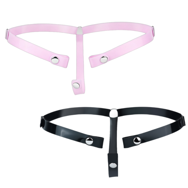 Soft Silicone Strap for Chastity Cages – Light Pink & Black — image 1 Soft Silicone Strap for Chastity Cages – Light Pink & Black — product image 1