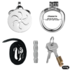Flat Metal Chastity Cage with Strap and Catheter — product image 6