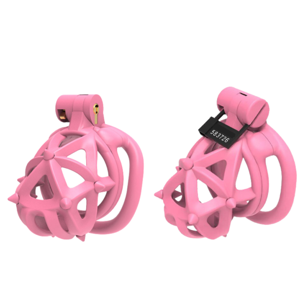 Pink Resin Chastity Cage with Detachable Soft Spikes — product image 2