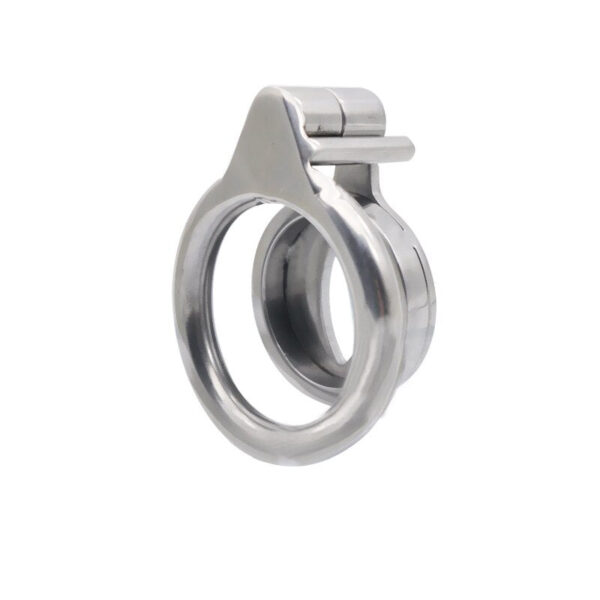 Sissy Flat Metal Chastity Cage – AntiOff Penis Ring Urinary Hole — product image 3