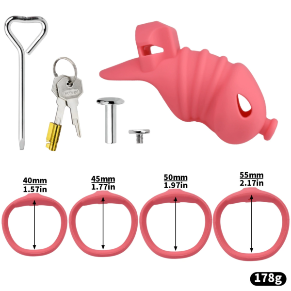 Soft Silicone Chastity Cage with Invisible Lock and 4 Base Rings — product image 15