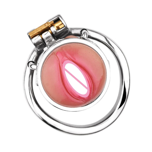 Vagina Shape Sissy Flat Metal Chastity Cage with Urinal Hole — product image 10