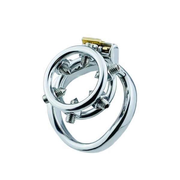 Spiked Chastity Ring Cage – Bolted Metal Cock Cage — product image 9