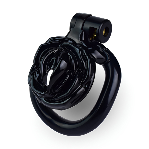 Rose Flat Chastity Cage with 4 Rings – Black / Pink / White — product image 10