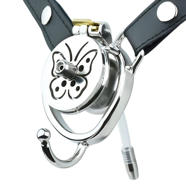 Butterfly Inverted Chastity Cage with PU Belt and Silicone Catheter — product image 2