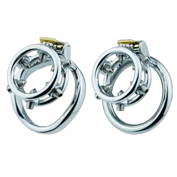 Spiked Chastity Ring Cage – Bolted Metal Cock Cage — product image 1