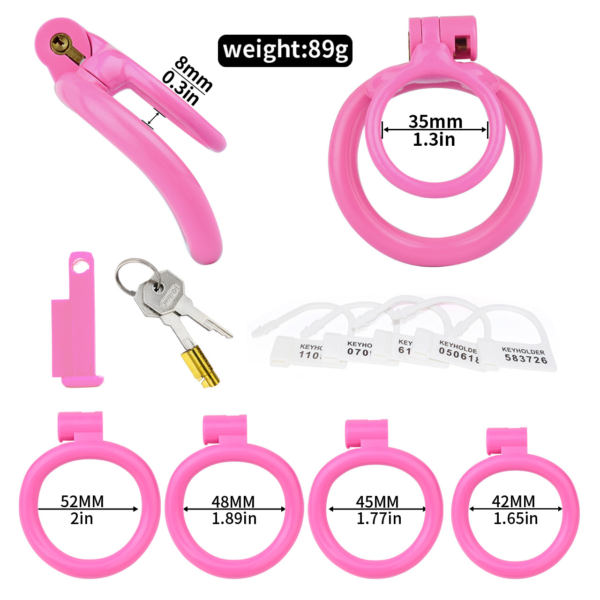 Lockable Resin Cock Ring Chastity Cage – Blue / Black / Pink / White — product image 4
