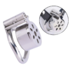 Flat Compact Chastity Cage with Ventilation Holes and Metal Catheter — product image 1