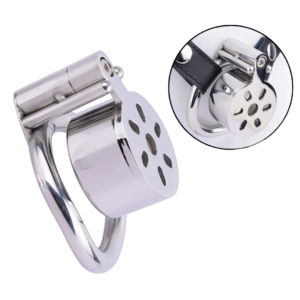 Flat Compact Chastity Cage with Ventilation Holes and Metal Catheter — image 1 Flat Compact Chastity Cage with Ventilation Holes and Metal Catheter — product image 1