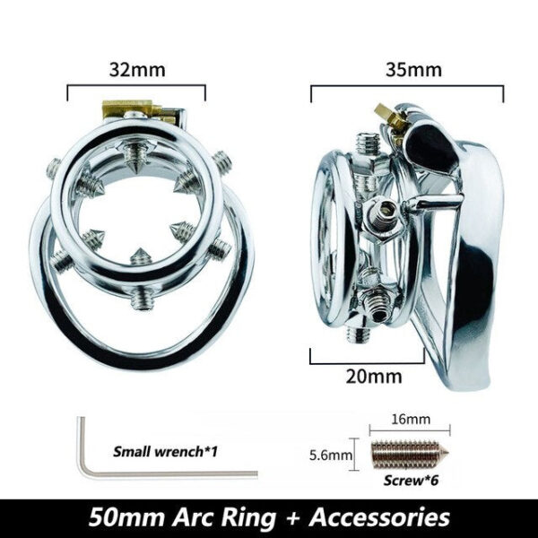 Spiked Chastity Ring Cage – Bolted Metal Cock Cage — product image 4