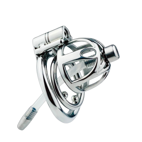 Male Stainless Steel Chastity Cage With Silicone / Metal Urethral Tube — product image 1