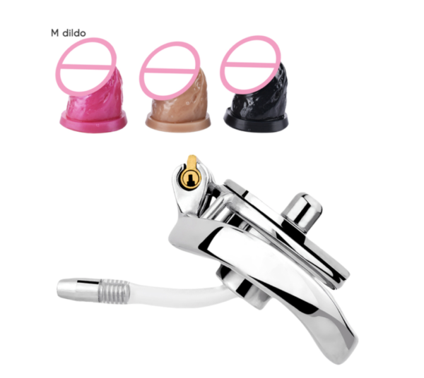 Inverted Chastity Cage with Dildo and Silicone Urethral Tube — product image 2