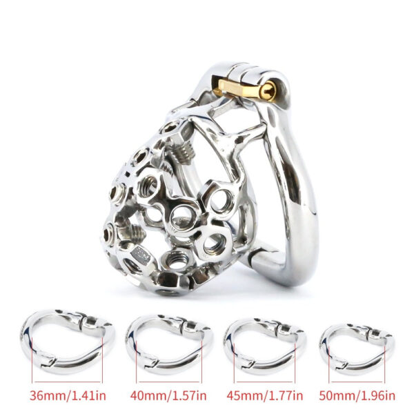 Spiked Chastity Cage – Adjustable Small Metal Cock Cage — product image 5