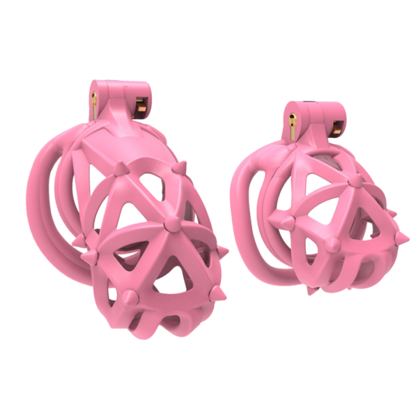 Pink Resin Chastity Cage with Detachable Soft Spikes — product image 3