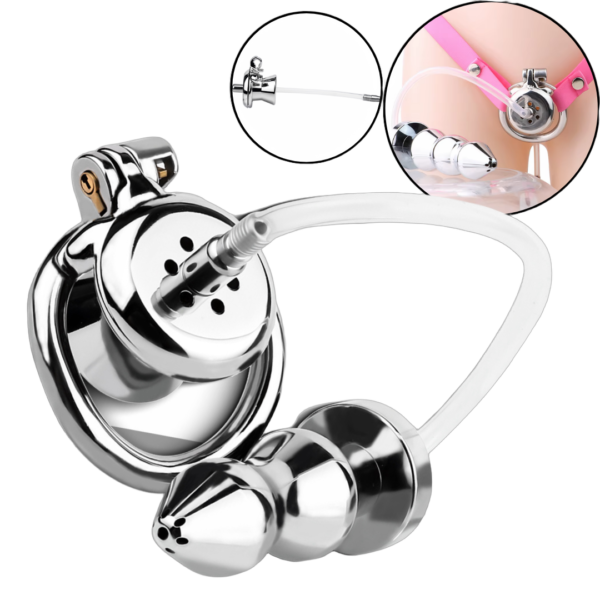 Urethral Inverted Chastity Cage with Detachable Beaded Anal Plug — product image 1