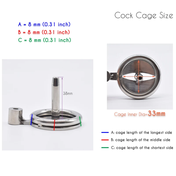 Flat Chastity Cage with Urine Hole / Metal Catheter and Strap — product image 7