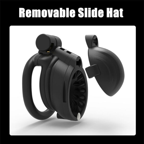 Double-Locked Black Resin Chastity Cage with Removable Cap and Spikes — product image 5